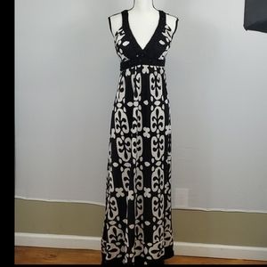 INC Black and White  beaded Maxi Dress size M